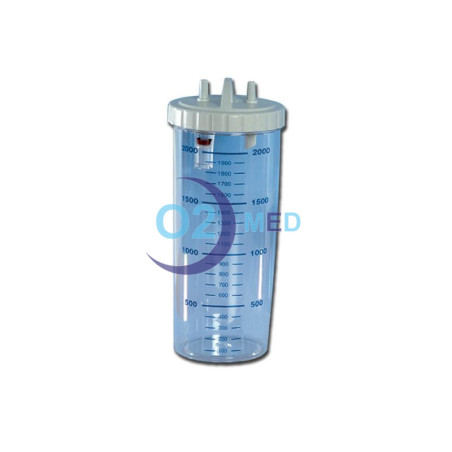 Vaso in Makrolon con coperchio e valvola per aspiratori Tobi Clinic, Hospital, Clinic Plus e Hospi Plus