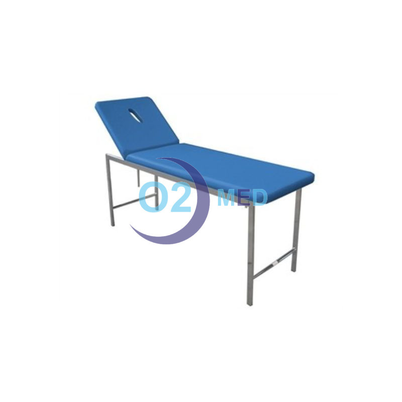 Lettino classico da visita medica blu con schienale reclinabile con Foro - distribuito da O2 Med Lettino classico da visita medica blu con schienale reclinabile con Foro - distribuito da O2 Med