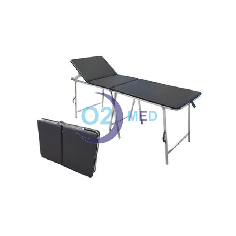 Lettino a valigia in acciaio cromato nero - distribuito da O2 Med Lettino a valigia in acciaio cromato nero - distribuito da O2 Med