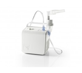 Soffio Cube aerosolterapia domiciliare con ampolla boccaglio e forcella nasale O2 Med