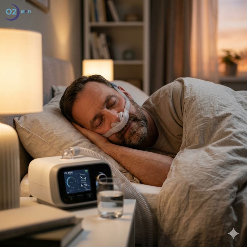 Uomo-dorme-durante-terapia-apnee-notturne