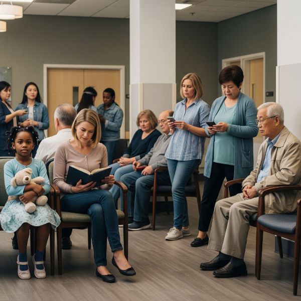 Persone in sala d'attesa di Ospedale