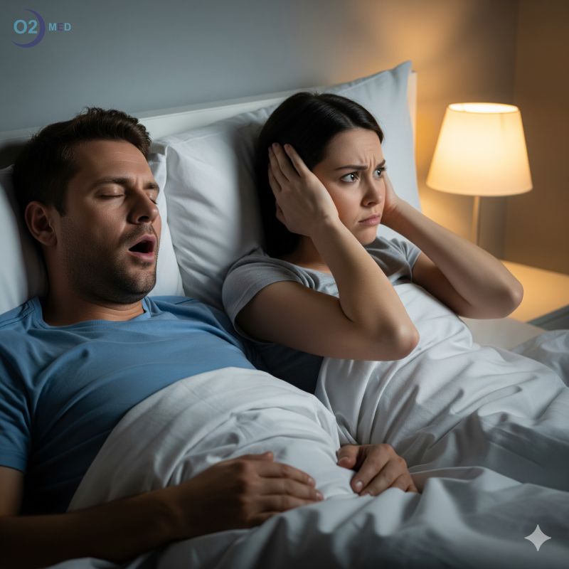 Uomo-russa-e-donna-sveglia-si-copre-le-orecchie-per-non-sentire-il-russamento