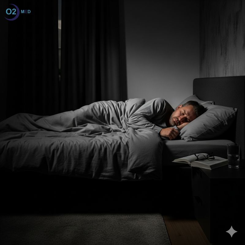 uomo-dorme-in-stanza buia-silenziosa-a-temperatura-confortevole